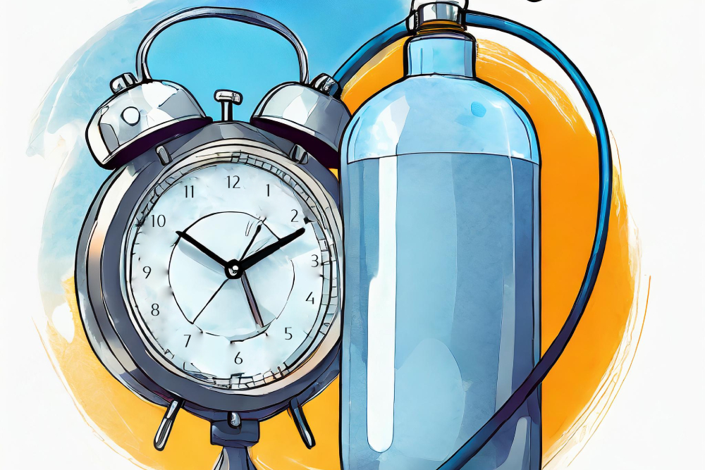 cartoon oxygen tank & clock