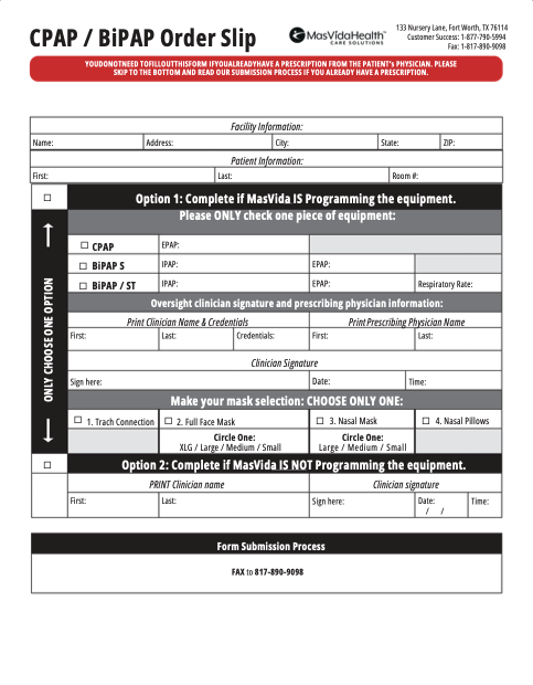 cpap/bipap order slip thumbnail